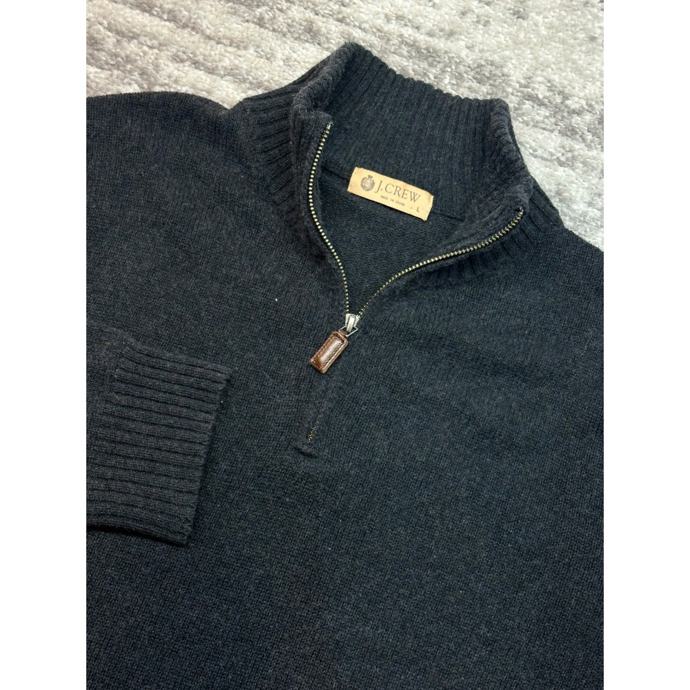 J.Crew Sweater Mens L Dark Gray Cotton Cashmere Quarter Zip 86100